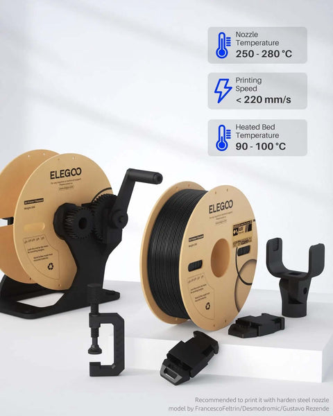 ABS Filament 1.75mm 1kg Spool Black Heat Resistant For 3D Printing With High Toughness And Impact Resistance displayed on table.