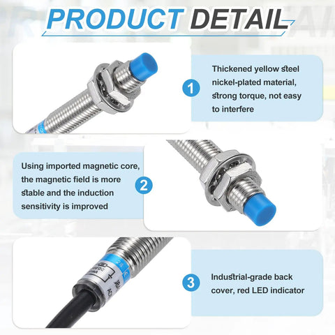 Inductive Proximity Sensor PNP No M8 DC 6 36V 300mA 2 Wire 2mm Sensing Distance Non Contact Metal Detector industrial details