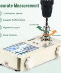 Pro Grade Digital Torque Meter For Bottle Cap Testing And Torque Screwdriver Wrench Tester With PC Data Logging Alarm Settings Auto Shut Down And Energy Saving For Lab And Workshop, front view
