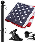 Flag Pole Kit For House Exterior With 5 Foot Heavy Duty Steel Pole And 3 By 5 Embroidered USA Flag, No Fuss Easy Install, Tangle Free Rings