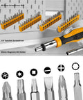All Purpose Home Repair Tool Kit 62 100 128 158 196 Piece Set In Durable Plastic Storage Case with screwdriver bits and holder