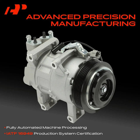 AC Compressor With Clutch For Nissan Altima And Rogue Featuring VCS 14EC Design showing six groove pulley and electronic connections.