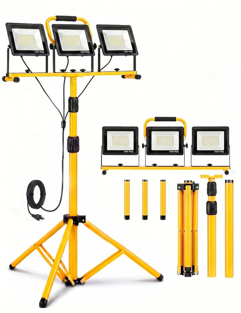 LED Light Work Stand With 21000LM Portable Job Site Lighting For Construction And Garage Workshops Retractable Tripod Adjustable Height