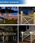 Outdoor setup of Solar Post Lights For 4x4 Posts Waterproof Deck And Fence Post Cap Lights Solar Powered Dual Warm White And Cool White Modes