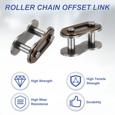 Top Grade 30Pcs ISO Din 05B-1 Roller Chain Connecting Links With 8 Mm Pitch shown from two angles, manganese steel construction for durability.