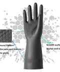 Heavy Duty Rubber Chemical Resistant Gloves Crafted For Nitty Gritty Cleaning And Toughest Safety Tasks Featuring Diamond Grip Pattern, large size.