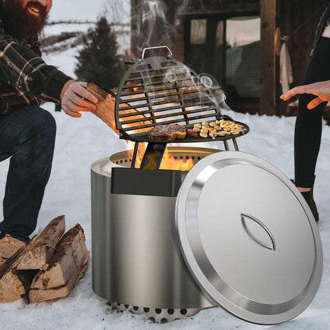 Fire Pit Lid For Solo Stove Bonfire 19.5 Inch Stainless Steel Cover For Outdoor Camping And Backyard Use All Weather Shield