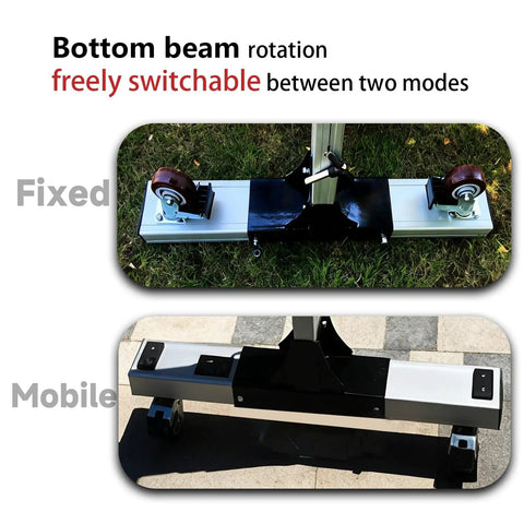Portable Aluminum Gantry Crane 2204 Pounds Capacity Mobile Workshop Hoist for Tight Shop Zones and Rough Terrain, adjustable bottom beam in fixed and mobile modes.