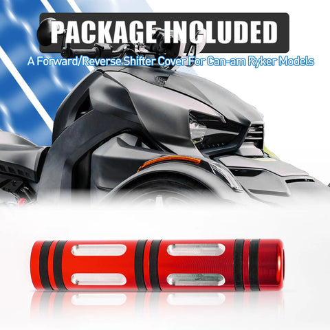 Gear Shift Lever Extension For Can Am Ryker 600 900 Ace Rally Edition And Sport Edition Aluminum Forward And Reverse Shift Grip Cover In Red displayed with Ryker model image.