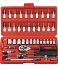 Heavy Duty Motorcycle And Electric Bike Repair Kit 46-Piece Set with tools in red carrying case