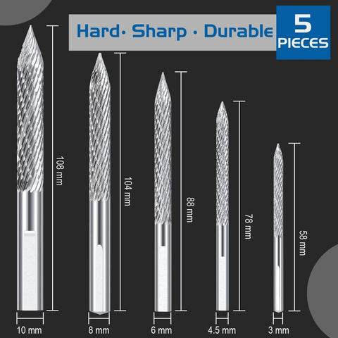 Go-To Durable Multi Size Tire Reamer Drill Bit Set 3Mm 4.5Mm 6Mm 8Mm 10Mm Carbide Burr Patch Cutters For Tire Repair Tools