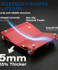 Heavy Duty Wheel Dolly Set Of 4 With 7000 Lbs Capacity Red Steel Dollies For Cars And Trucks Beefy Reinforced Base Smooth Roll Durable Shop Grade Gear For Easy Tire Changes, 5mm thicker V-shaped platform