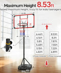 Kids Adjustable Outdoor Basketball Hoop 4.82 To 8.53 Feet Portable Backyard Driveway Hoop with Enlarged Base and PC Backboard diagram