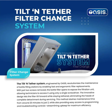 Super Handy Wall Mount Filtered Water Fountain With Built In Bottle Filler, Stainless Steel, Lead Free And ADA Compliant, open filter system