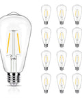 12 Pack 2W LED Edison Bulbs 250LM Not Dimmable, 2700K Soft Warm White, ST19 Filament Bulbs with E26 Base, 120V, retro vibe