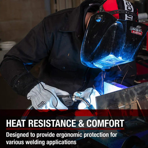 Welder using DynaMIG Traditional MIG Welding Gloves with top grain leather and heat resistant split leather back for dexterity and comfort.