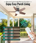20 Inch Portable Ceiling Fan With Bright Led Light And Remote Control Quiet Cordless Outdoor And Indoor Patio Cooler 20000 Mah Rechargeable Battery in use on porch.