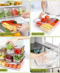 10 Pack Refrigerator Pantry Organizer Bins With Lids To Keep Your Snacks Chill And Food Stash Tidy stacked bins with fresh produce, BPA-free material.
