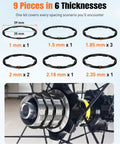 9 Pcs Bike Cassette Spacer Kit Aluminum Alloy Flywheel Washers Six Thicknesses For 7 8 9 10 11 Speed Cassettes diagram.