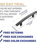 50 Pack Curved Matte Black Cabinet Pulls For Kitchen Drawers And Cabinets Arch Style Drawer Handles, 5-3/16 Inch Length, 365 Day Trial