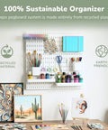 Boss Level Peg Board Wall Organizer With Expanding Plastic Panels For Home Office Storage Craft Room Vibes And Gaming Setup White 22x22 Inches, sustainable organizer with recycled material.