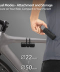 12 In 1 Bike Tool Kit With Ratchet Wrench Compact Silicone Capsule attached to a bike, shown being pocketed