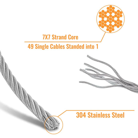 Job Site Ready 1/16 Inch Stainless Steel Wire Rope Cable Spool 328 Feet Long With 120 Aluminum Crimp Sleeves For Tough Yard Builds And Daily Grind Projects Done Right
