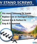 Top Shelf Replacement TV Stand Screws Compatible With Samsung 6003-001334 Metric Self Tapping Black Machine Fasteners set of four screws.