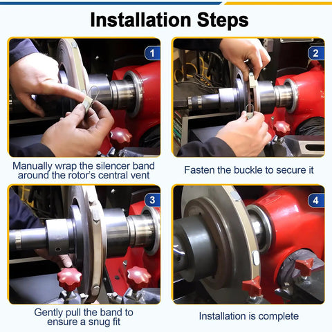 Installation steps for Brake Lathe Rotor Repair Kit With Adjustable Ventilated Silencer Band And 10 Pack 6914-10.