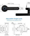 Smart Lock Fingerprint Door Lock With App Control No Fuss And 5 In 1 Keyless Entry Including Anti Peep Password IC Card USB Backup Key And Physical Key Auto Lock Easy DIY Install For Home Apartment And Co Working Spaces with diagram showing dimensions.