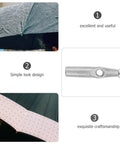 Handy Dandy 10 Piece Umbrella Tail Beads Kit For Foldable Repair and Sturdy Plastic Rib End Caps shown on a wet black umbrella.