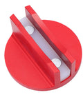 Red Magnetic Jack Pad For Cars And SUVs, Aluminum Grooved Pinch Weld Jack Adapter With Frame Rail Protector, top view