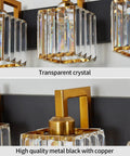 Close-up of Five Light Black Modern Crystal Vanity Wall Lamp for Bathroom Vanity Lighting with crystal accents and metal finish