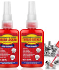 High Strength Red Thread Locker for Nuts and Bolts Permanent Bonding That Prevents Loosening From Vibration Two 50ml Bottles