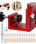Pocket Hole Jig Kit With Adjustable Aluminum Pocket Hole System Portable Screw Jig Set For Woodworking And Carpentry Includes Three Eighths Inch Step Drill Bits Coarse Square Driver Screws And Wooden Hole Plugs