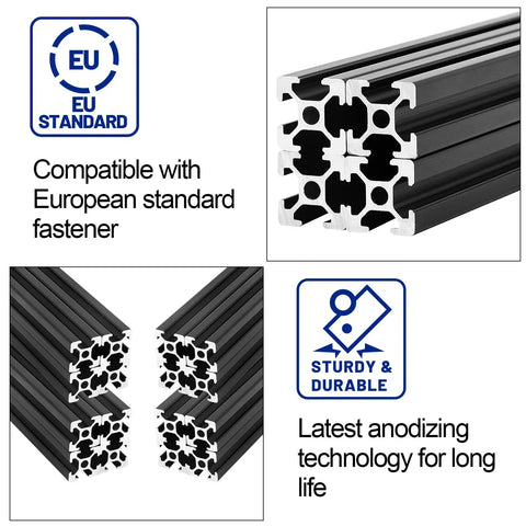 20 Pcs Aluminum Extrusion 1220 Millimeters 48 Inch Black Anodized European Standard Linear Rail T Track Profiles for durability