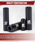Impact Socket Set 1/4 Inch Drive, 50-Piece CR-V Steel, 6 Point SAE and Metric, black phosphate finish, various sizes shown