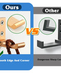 Comparison of Foldable Wall Mount Towel And Coat Hooks Built With Heavy Duty Aluminum Alloy Featuring A Slick Gold Finish, smooth edge vs sharp corner.