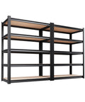 Beefy Heavy Duty Garage Shelving Set, 2-Pack, 5-Tier Metal Storage Racks, 71 Inch High, 35 Inch Wide, 15.7 Inch Deep, Adjustable Steel Shelves, Supports Up To 2050 Lbs Total, Perfect For Tools, Bins, And Bulk Items. Black steel garage shelving set