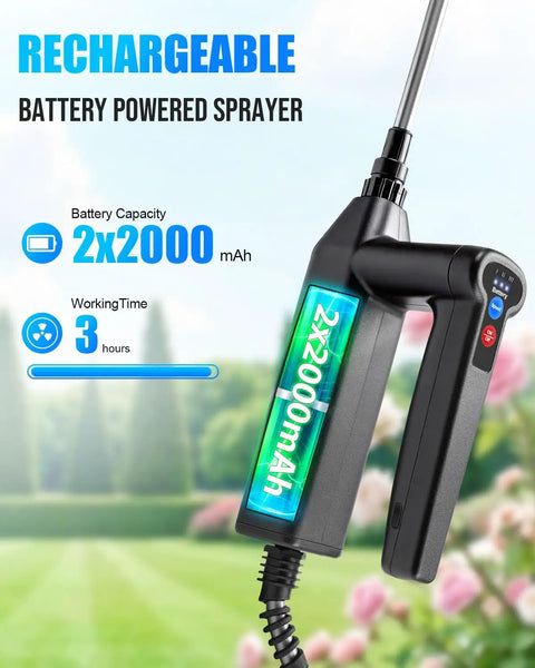 Battery Powered Sprayer 2 Gallon For Yard And Garden, No Pump Easy One Touch Electric Weed Sprayer handle with battery display