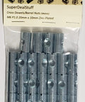 25 Pack Cross Dowels and Barrel Nuts M6 Thread Pitch 1.0, 20mm Length, 10mm Diameter, Center Hole, Zinc Plated Steel
