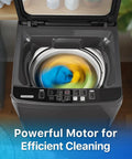 Built Tough 27 Lbs Full Automatic Washer And Spinner Combo With 10 Programs And 8 Water Levels, No Sweat Portable Laundry Machine For Tiny Apartment Dorm Or Rv Setup In Grey with spinning clothes.