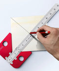 Solid As A Rock Aluminum Circle Center Finder With Forty Five Nine Zero Right Angle Square And Detachable Marking Ruler For Dead On Layouts And No Sweat Build Day Prep marking precise angles on wood.