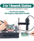 High Power 1200W Soldering And Rework Station with Preheater and Hot Air Gun for PCB Repair.