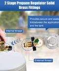 Feikeer vertical two-stage propane regulator with gauge and POL, brass fittings for 20–100 lb tanks