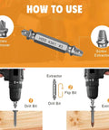Diagram showing the use of Six Piece Damaged Screw Extractor Set With Case, Beefy Heavy Duty Hardened Steel HSS 4341 for DIY repairs.