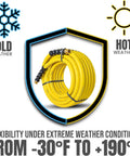 OilShield Next-Gen air hose, 3/8 in x 15 ft, yellow automotive hose, Amazon brand