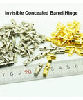 Copper Barrel Hidden Hinges 10 Pcs Cylindrical Concealed Brass Hardware For Jewelry Boxes Cabinets And Furniture Gold Finish