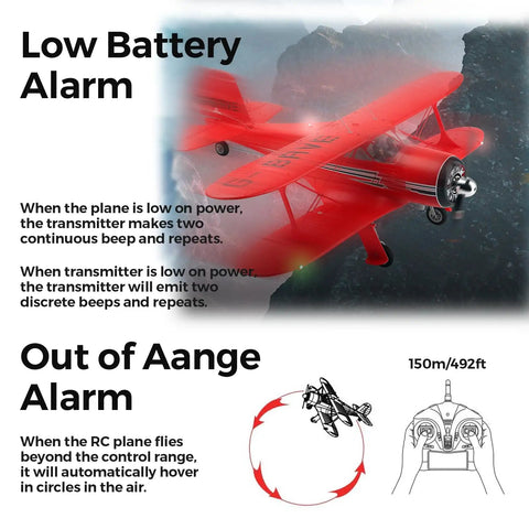 A300 4 Channel RC Plane With LED Lights Beechcraft D17 Style Brushless Motor low battery and out of range alarms