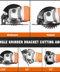 Heavy Duty Thickened Adjustable Steel Angle Grinder Rock Solid Balance Bracket Support Stand with varied cutting angles.
